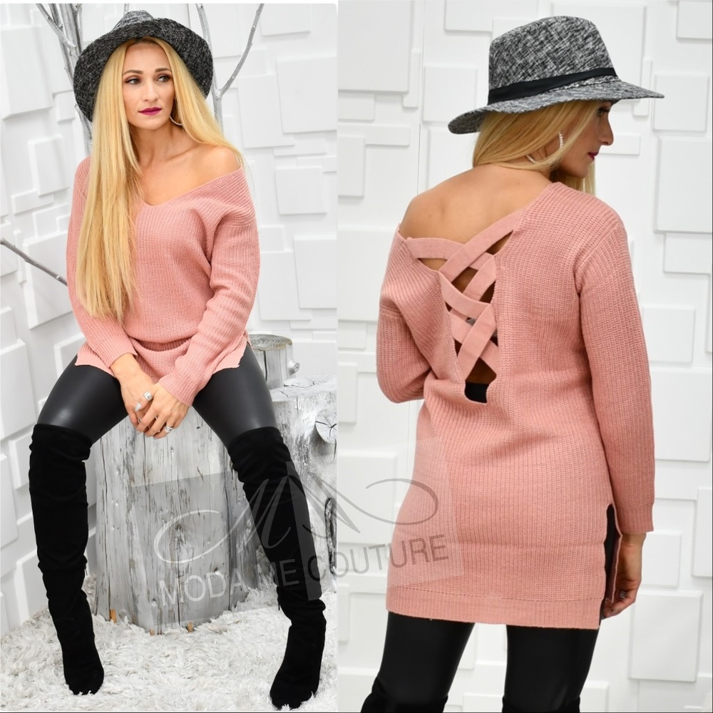 Sweater NIKI Cage Back Blush Sweater - Picture 2 of 3